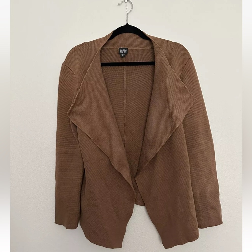 Eileen Fisher Woman’s  Cardigan Brown Open Front Draped Women’s Size M